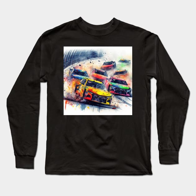 Artistic illustration of Stock car racing Long Sleeve T-Shirt by WelshDesigns